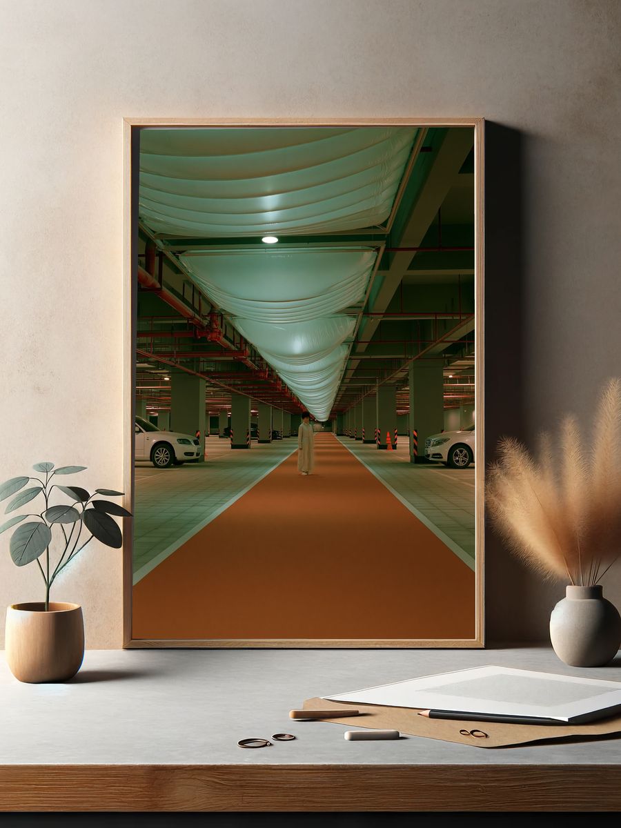 Underground Parking Corridor Photography Poster. — room view 2
