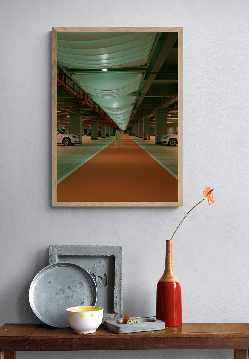 Underground Parking Corridor Photography Poster. — room view 3