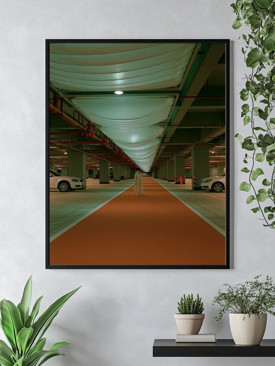 Underground Parking Corridor Photography Poster. — room view 4