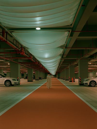 Underground Parking Corridor Photography Poster.