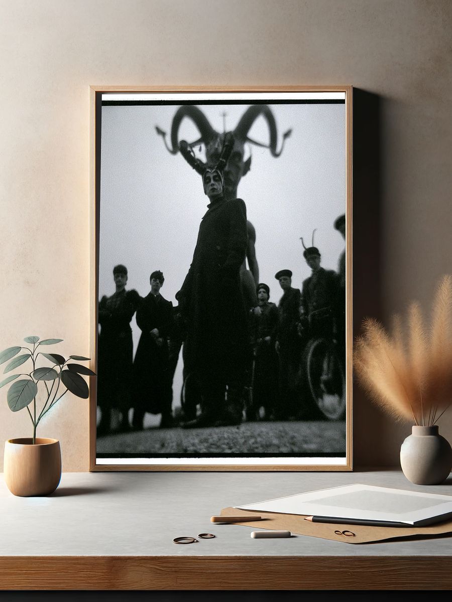 Surreal Masked Figures Photography Poster. — room view 2