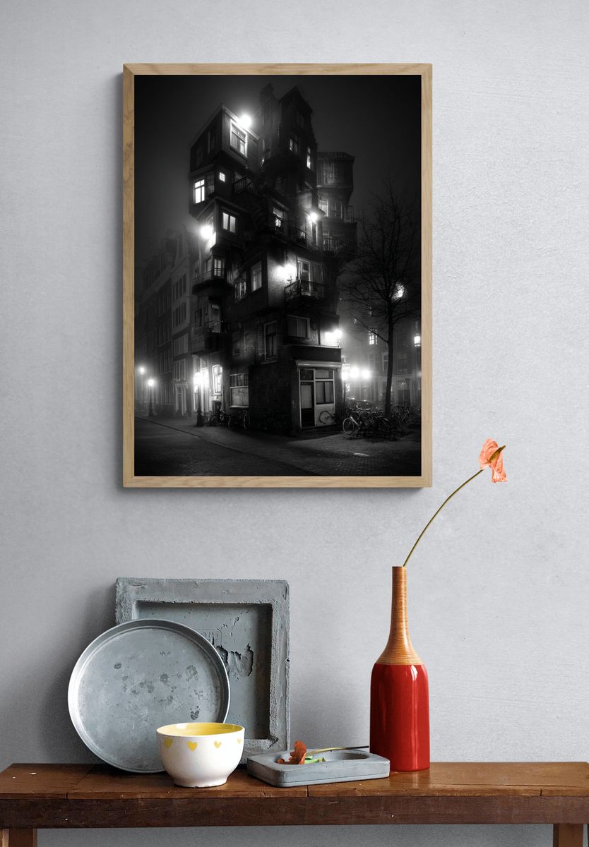 Mysterious Building at Night — Photography Print. — room view 3