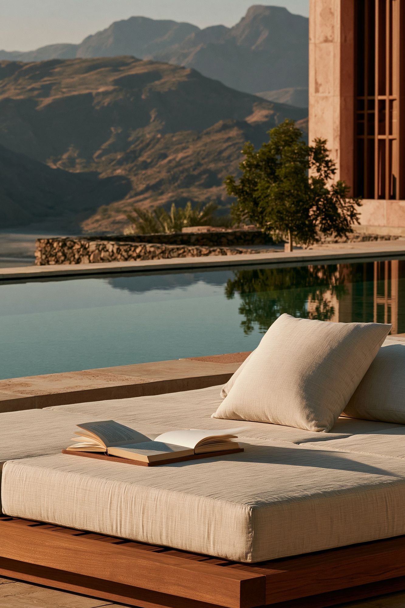 Mountain Villa Poolside Photography Poster. poster detail