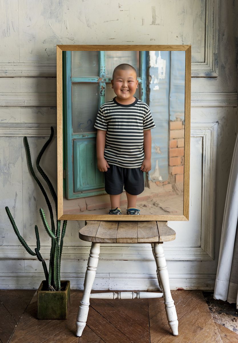 Smiling Boy Portrait Photography Poster. room preview