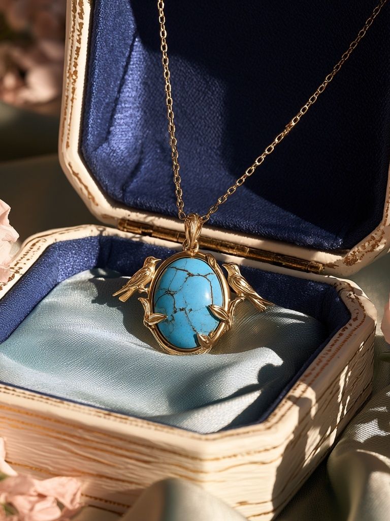 Turquoise Pendant Still Life Poster. poster detail