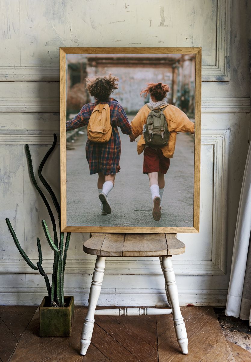 Children Running Together Photography Poster. — room view 1