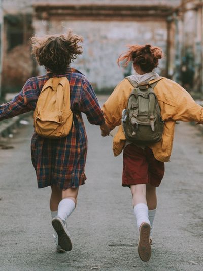 Children Running Together Photography Poster. poster print