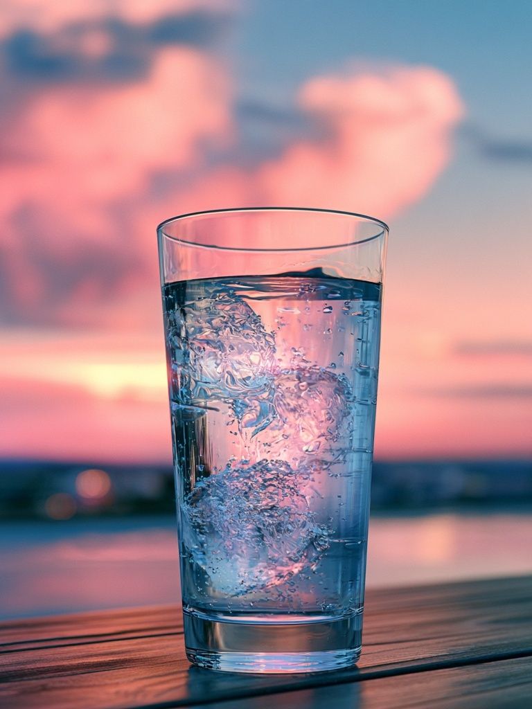 Sunset Water Glass Photography Print. poster — photography art