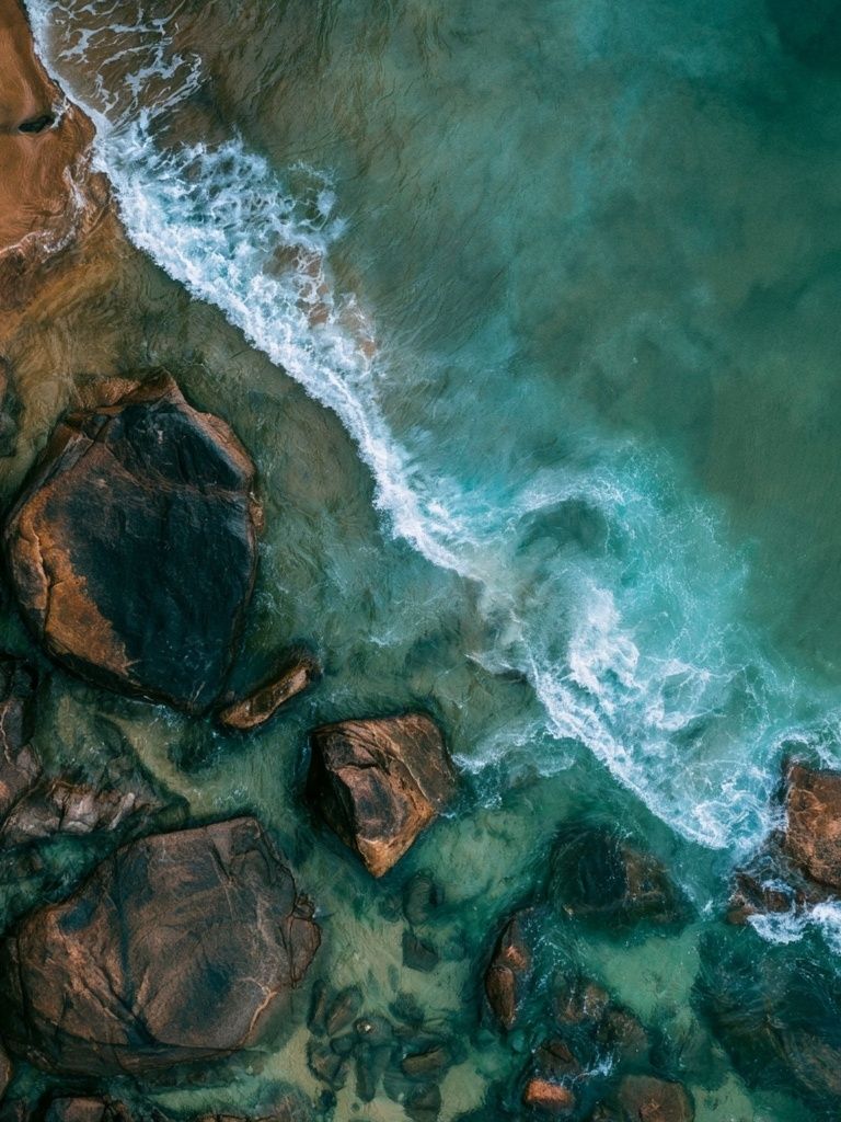 Coastal Rocks Aerial Photography Poster. poster — photography art