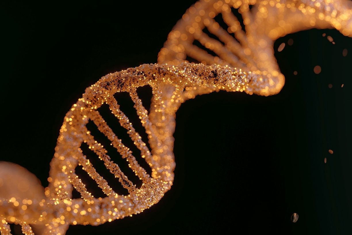 Golden DNA Helix Photography Poster. poster — photography art