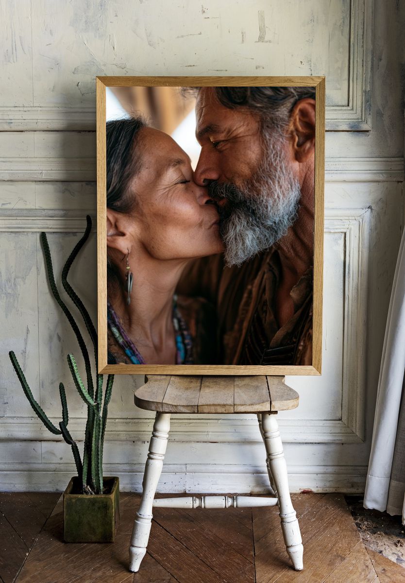 Intimate Kiss Portrait Poster. — room view 1