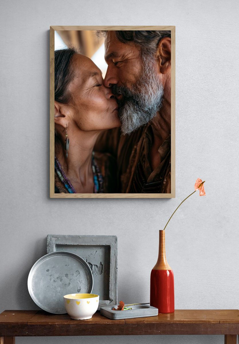 Intimate Kiss Portrait Poster. — room view 3