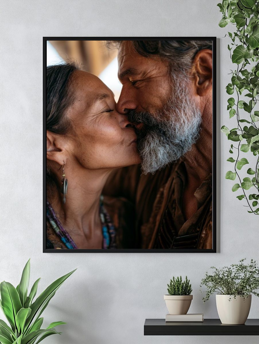 Intimate Kiss Portrait Poster. — room view 4
