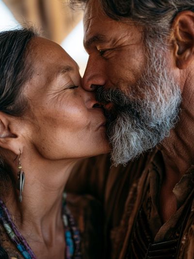 Intimate Kiss Portrait Poster.