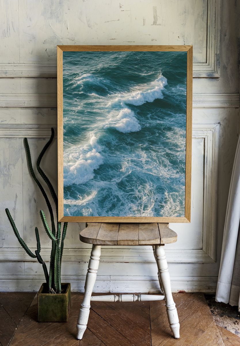 Rolling Ocean Waves Photography Poster. — room view 1
