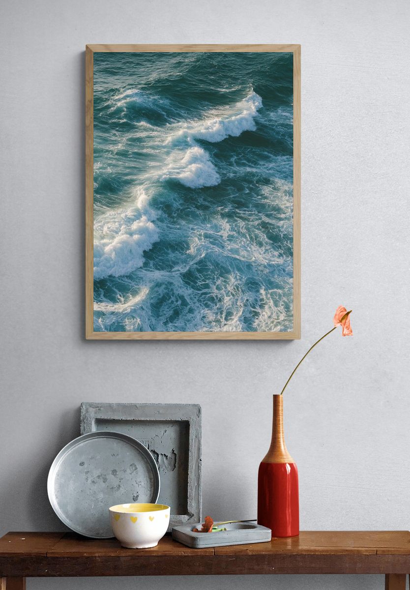 Rolling Ocean Waves Photography Poster. — room view 3