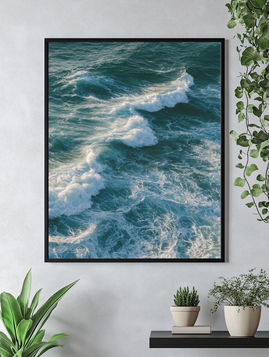 Rolling Ocean Waves Photography Poster. — room view 4