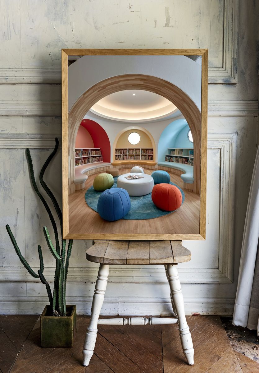 Colorful Kids Reading Nook Photography Poster. — room view 1