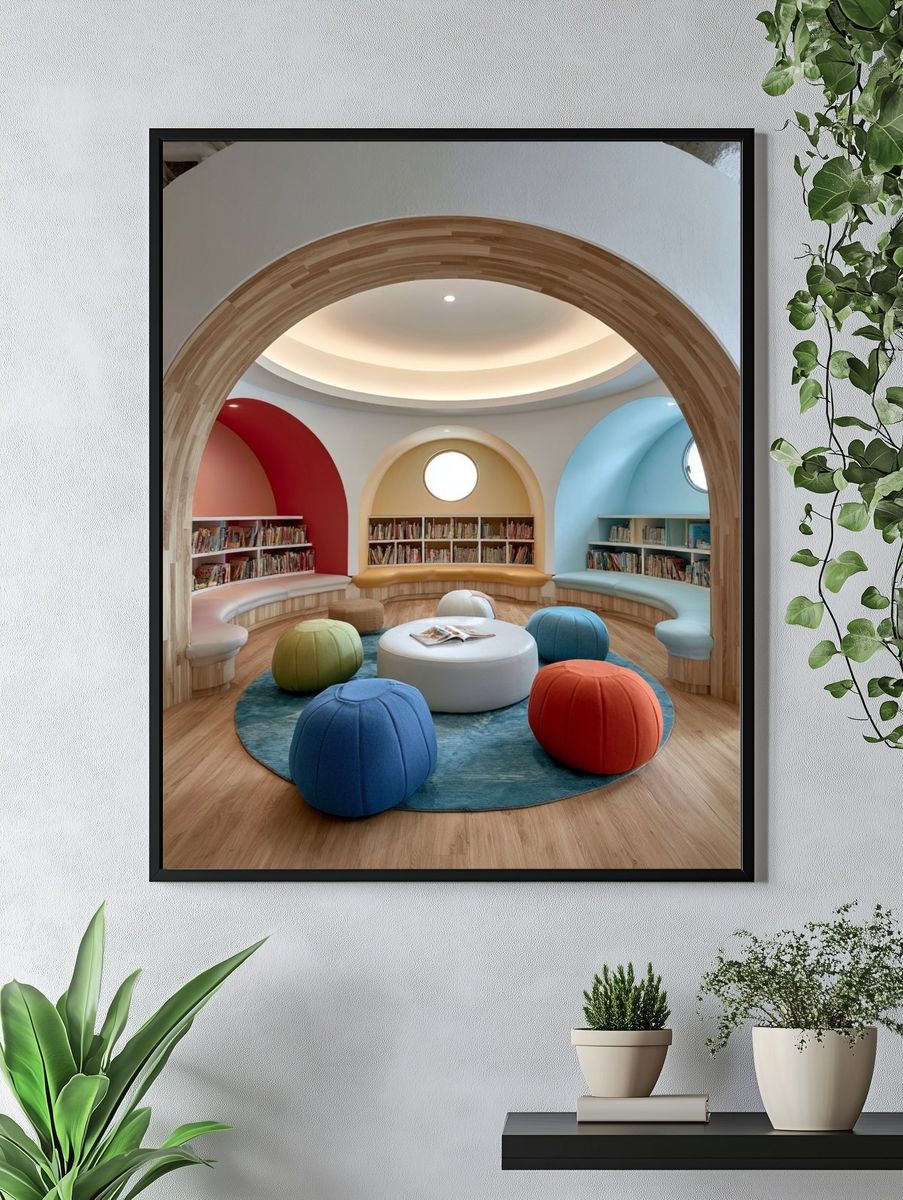 Colorful Kids Reading Nook Photography Poster. — room view 4
