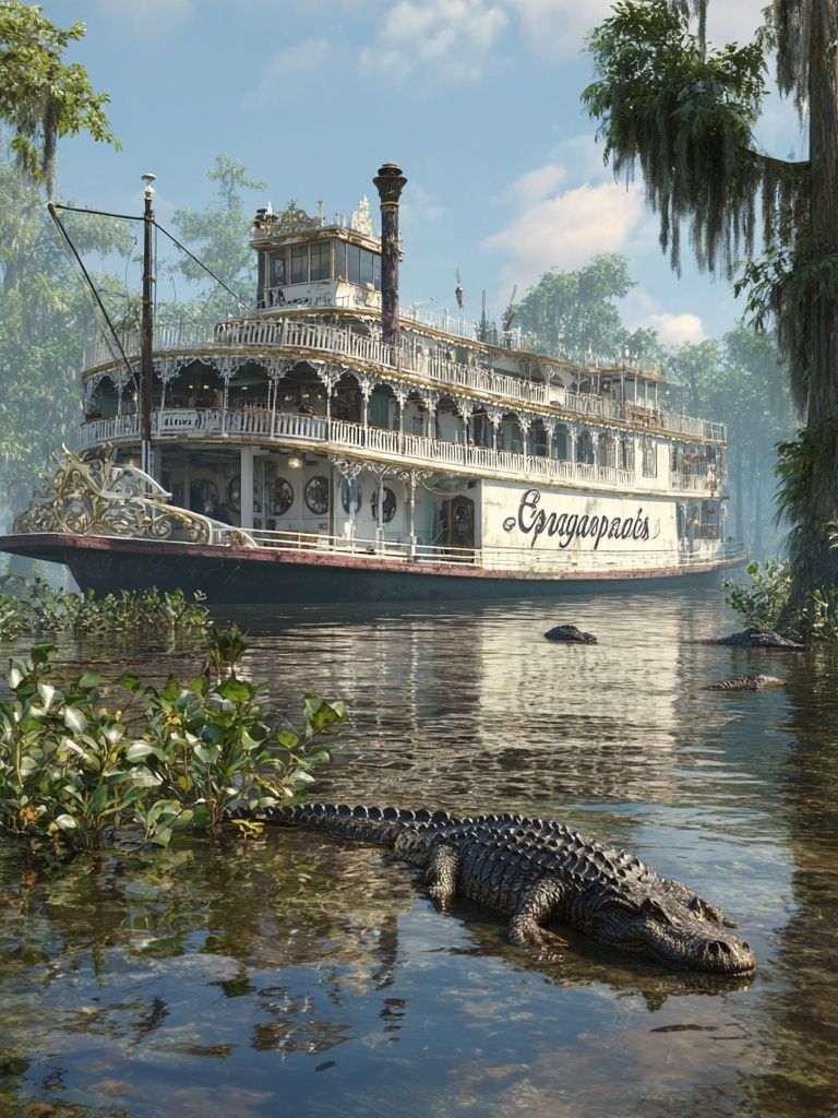 Swamp Riverboat Scene Photography Print. poster — photography art