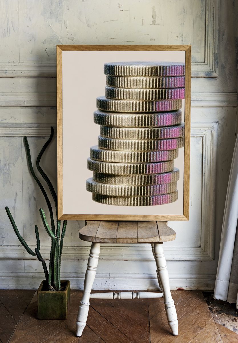 Stacked Coins Photography Poster. room preview