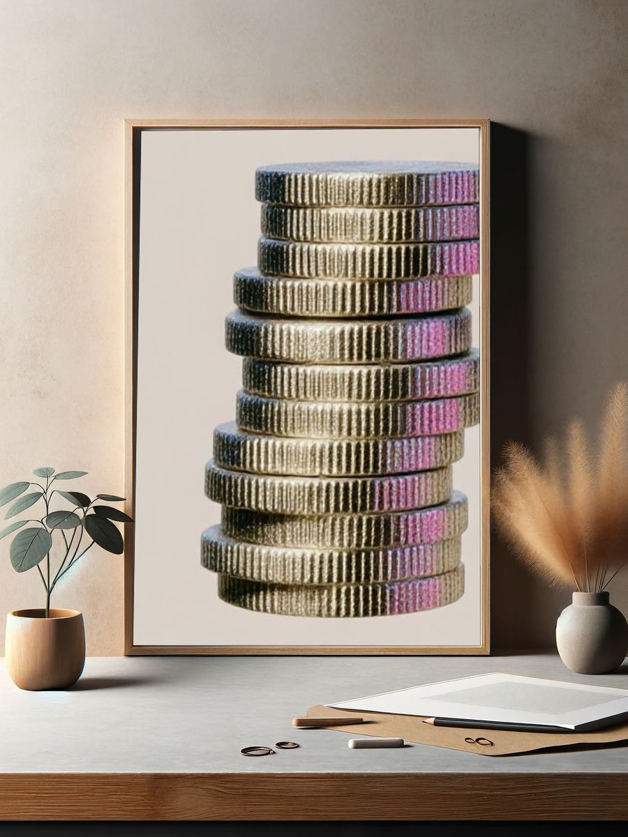Stacked Coins Photography Poster. — room view 2