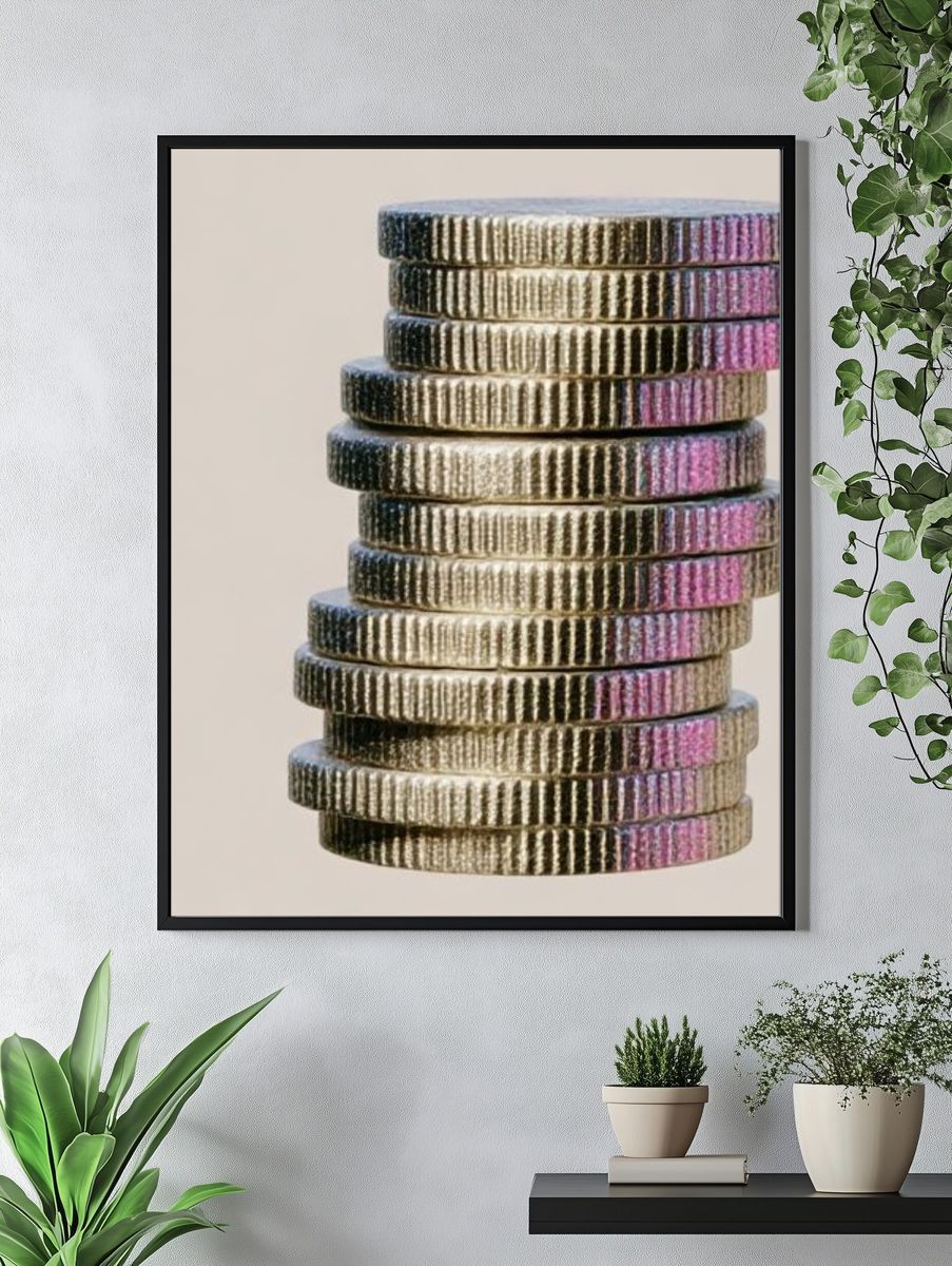 Stacked Coins Photography Poster. — room view 4