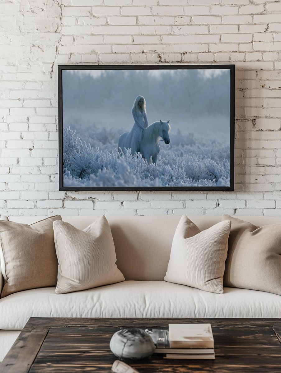 Winter White Horse Portrait Poster. — room view 1
