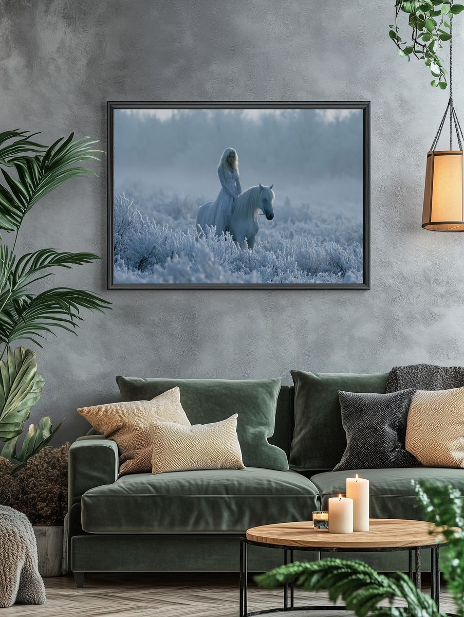 Winter White Horse Portrait Poster. — room view 4