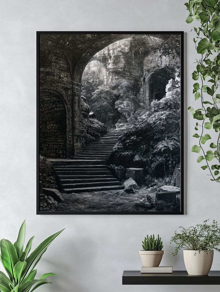 Ancient Jungle Ruins Photography Poster. — room view 4