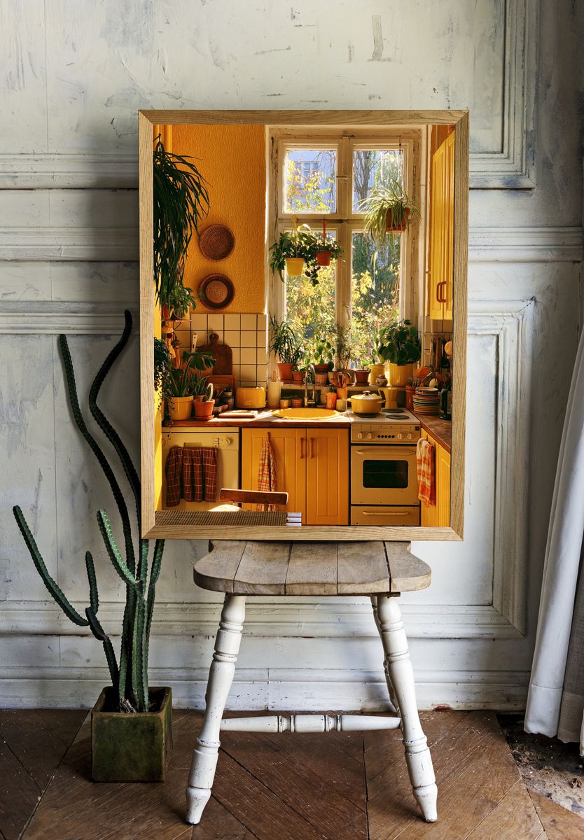 Sunlit Boho Kitchen Interior Print. room preview