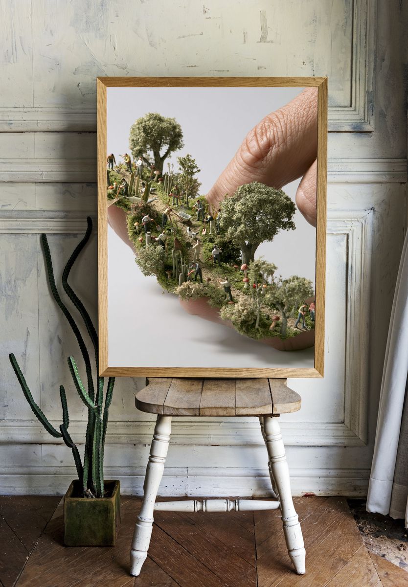 Miniature Garden Hand Photography Poster. — room view 1