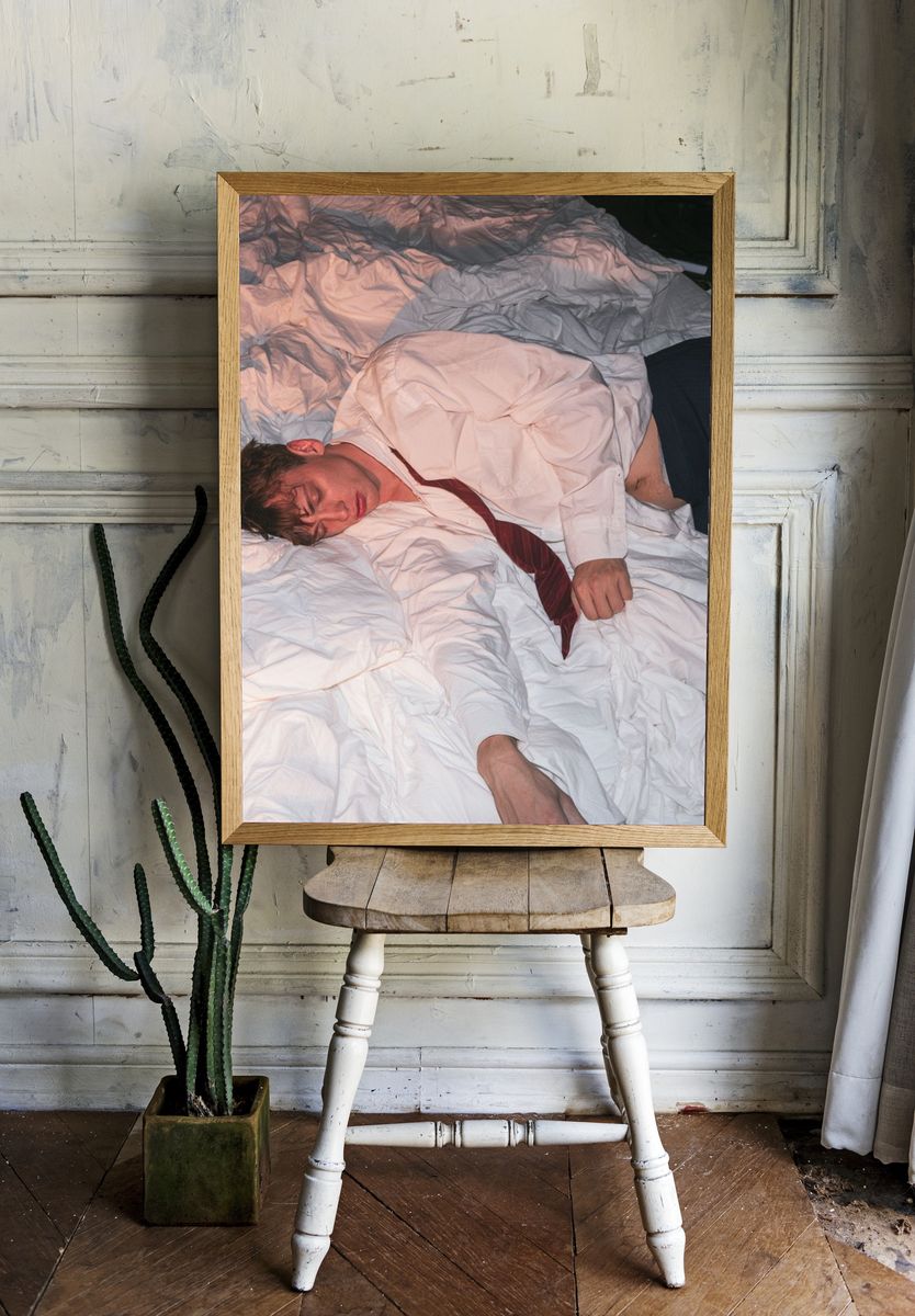 Sleeping Man Portrait Photography Poster. — room view 1