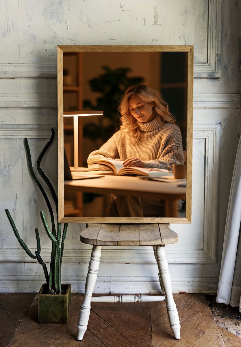 Cozy Reading Portrait Poster. room preview