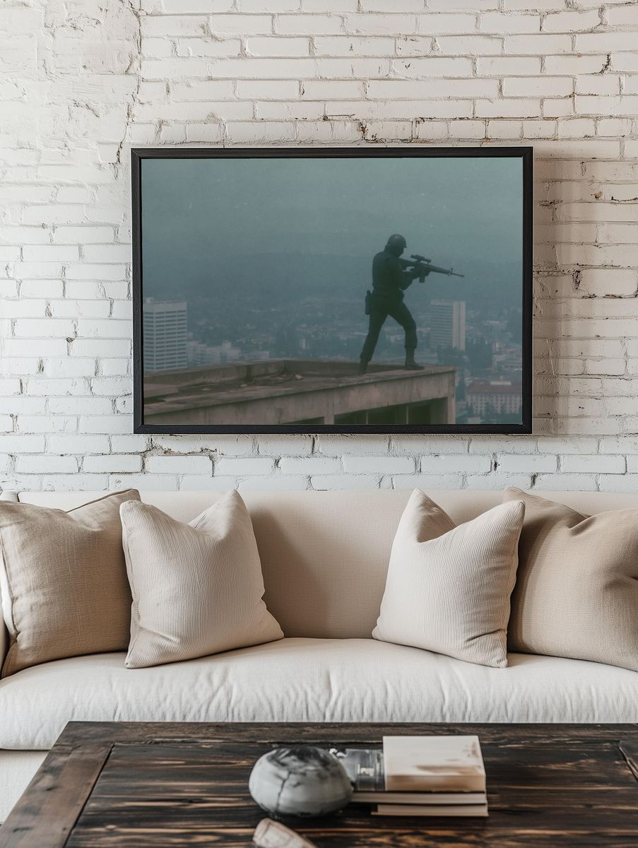 Urban Sniper Silhouette Photography Poster. — room view 1