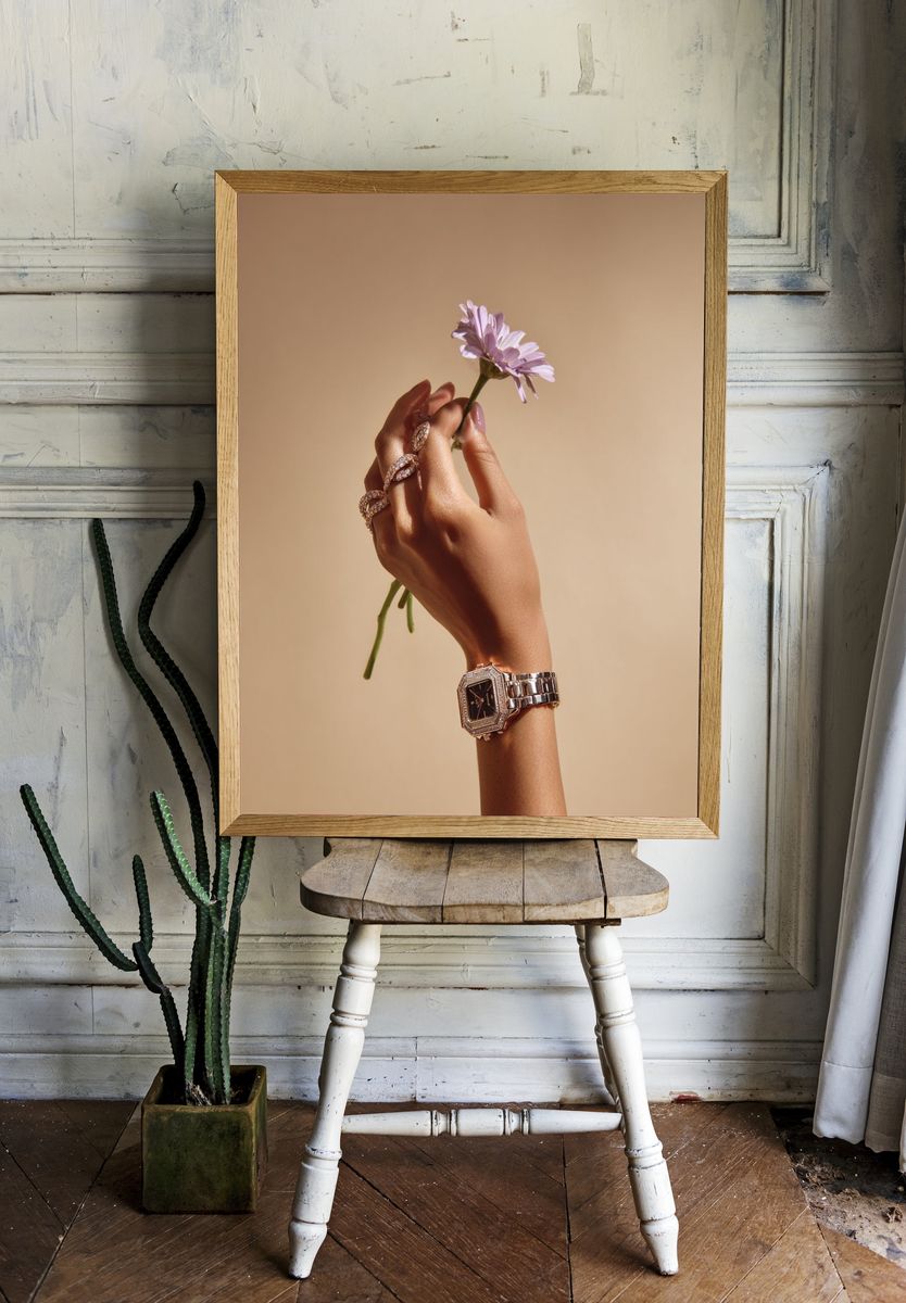Elegant Hand with Flower Photography Poster. — room view 1