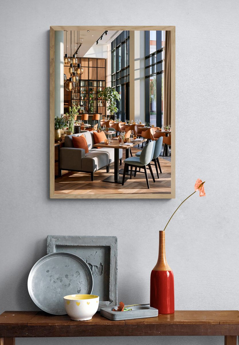 Modern Restaurant Interior Photography Poster. — room view 3