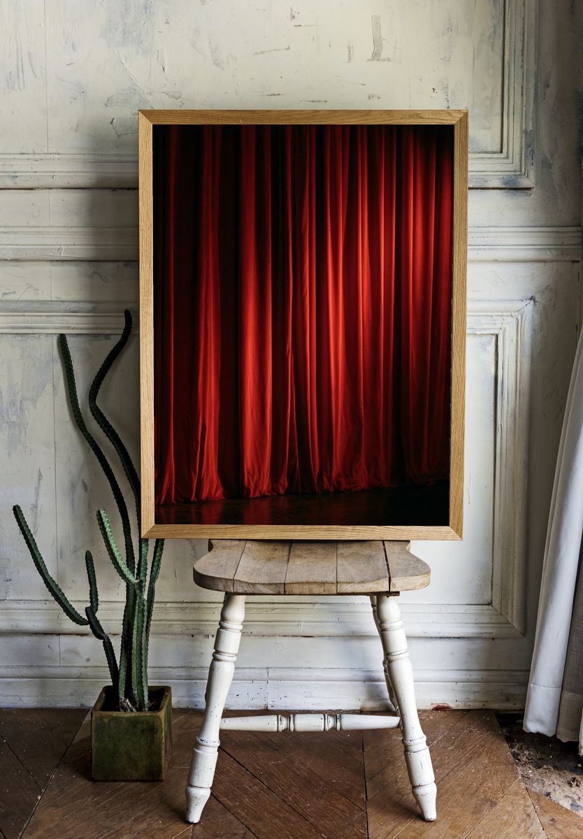 Red Velvet Curtains Photography Poster. — room view 1