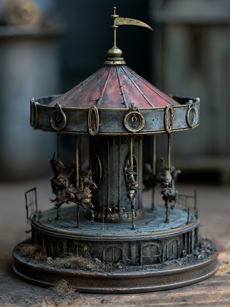 Rustic Carousel Miniature Photography Poster. poster detail