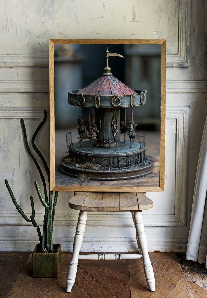 Rustic Carousel Miniature Photography Poster. room preview