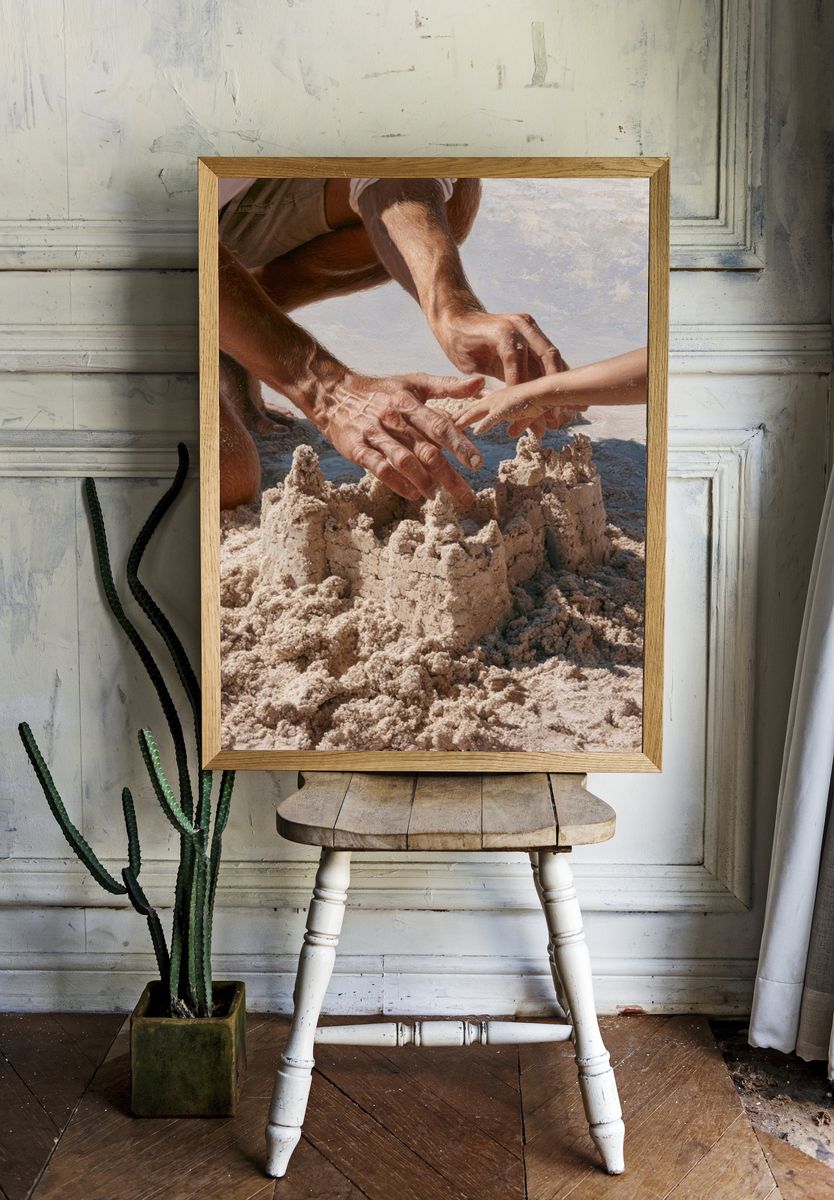 Sandcastle Hands Photography Poster. room preview