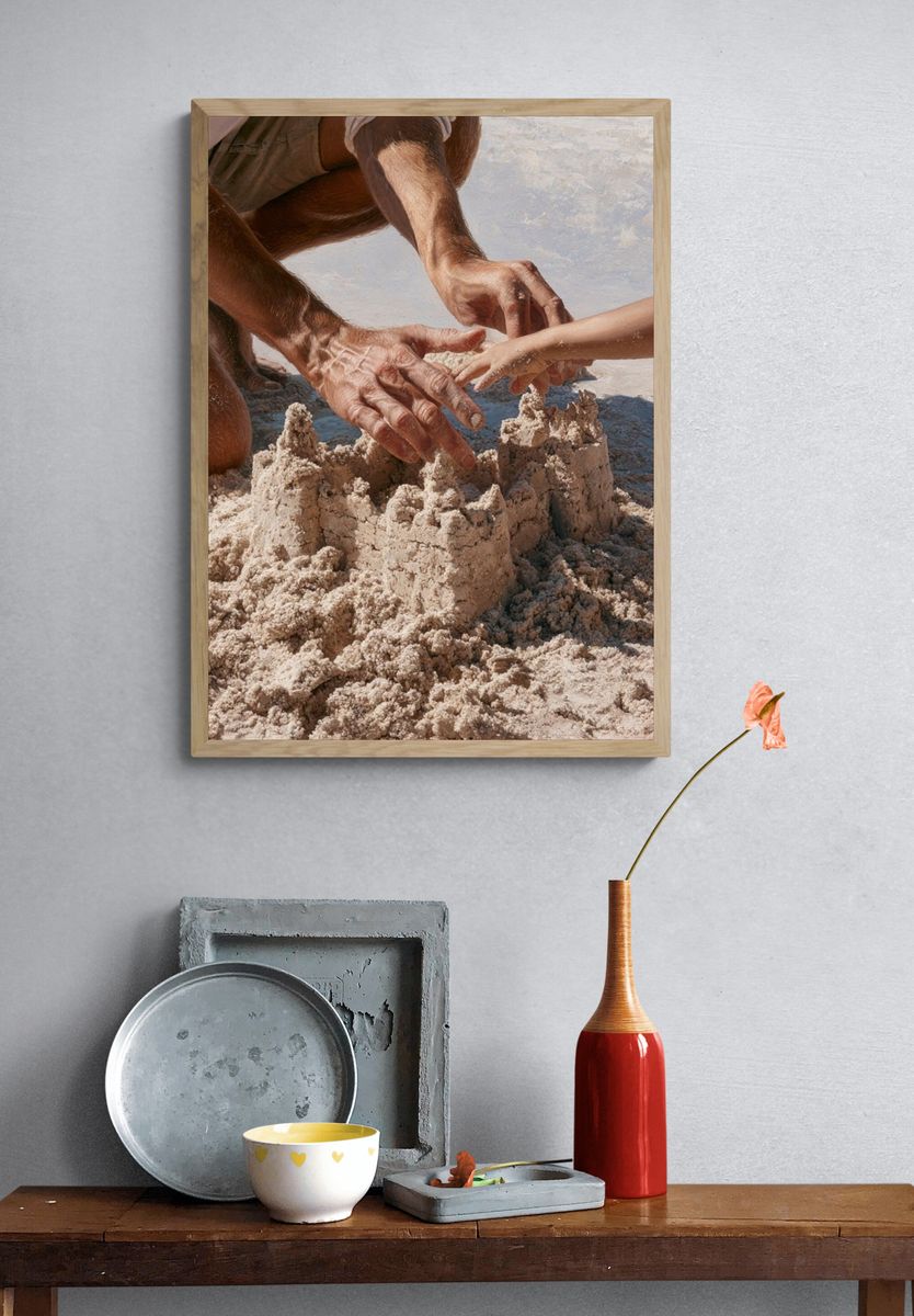 Sandcastle Hands Photography Poster. — room view 3