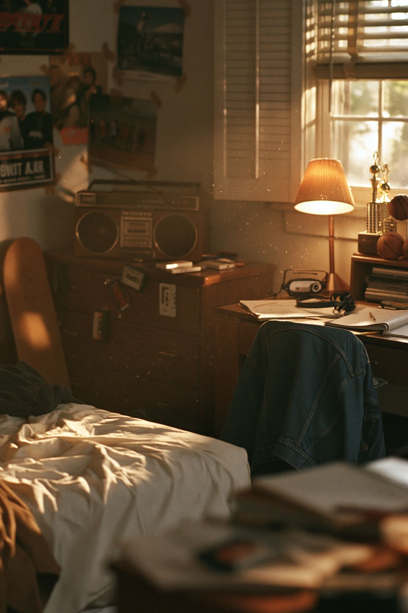 Sunlit Bedroom Interior Photography Poster. poster — photography art