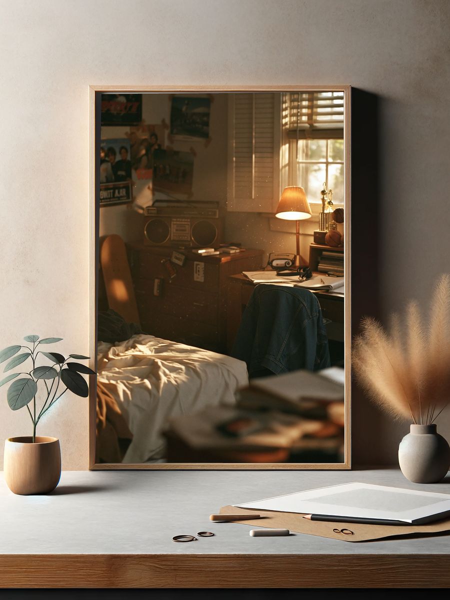 Sunlit Bedroom Interior Photography Poster. — room view 2