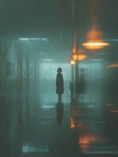 Misty Hallway Silhouette Photography Poster. poster print