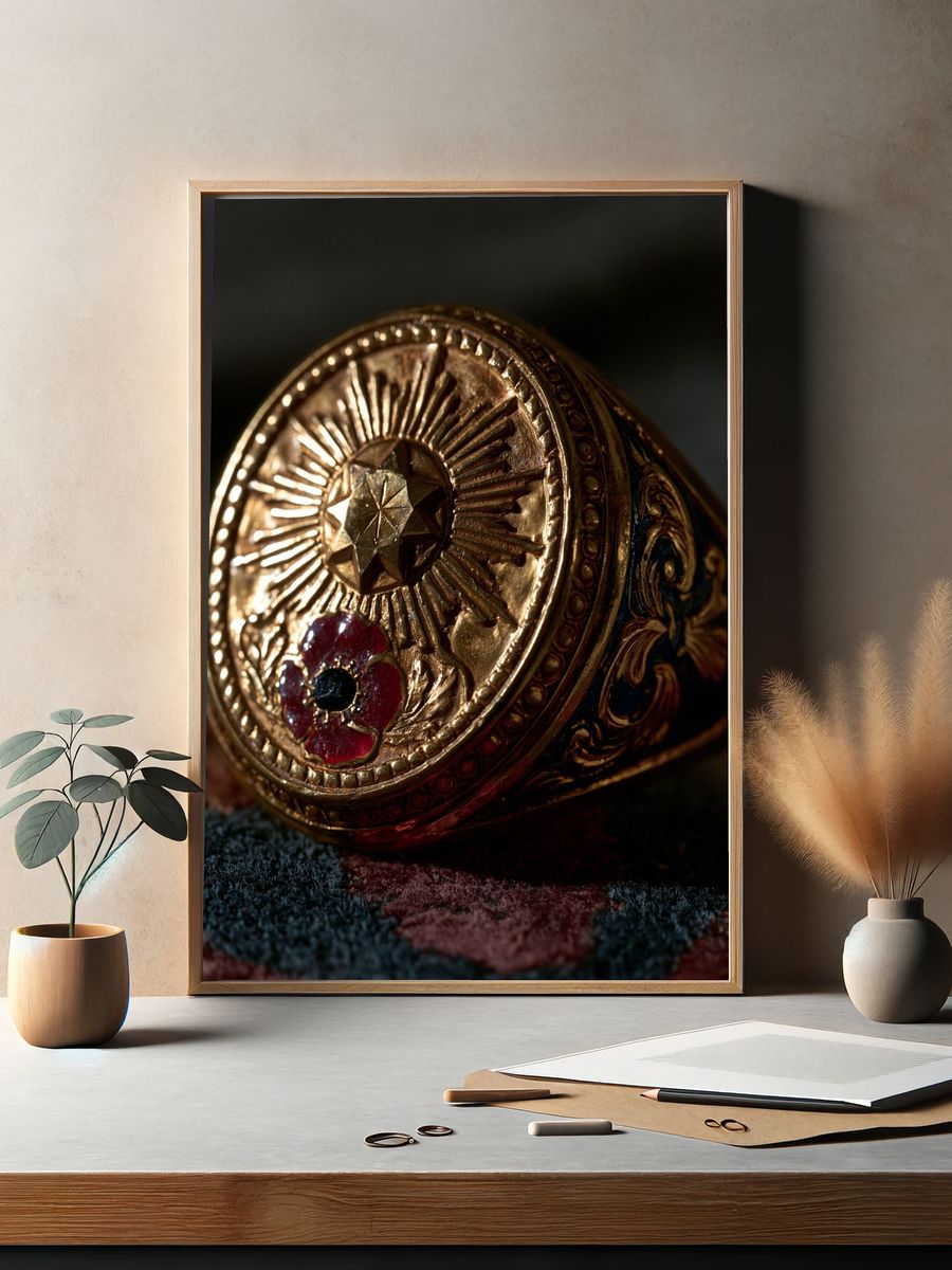 Ornate Gold Ring Photography Poster. — room view 2