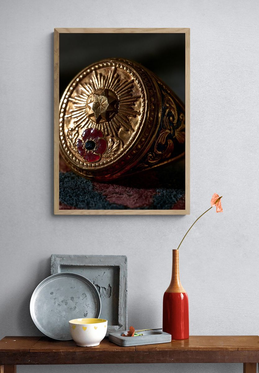 Ornate Gold Ring Photography Poster. — room view 3