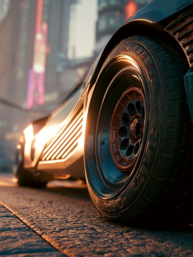 Futuristic Sports Car Wheel Photography Poster. poster detail