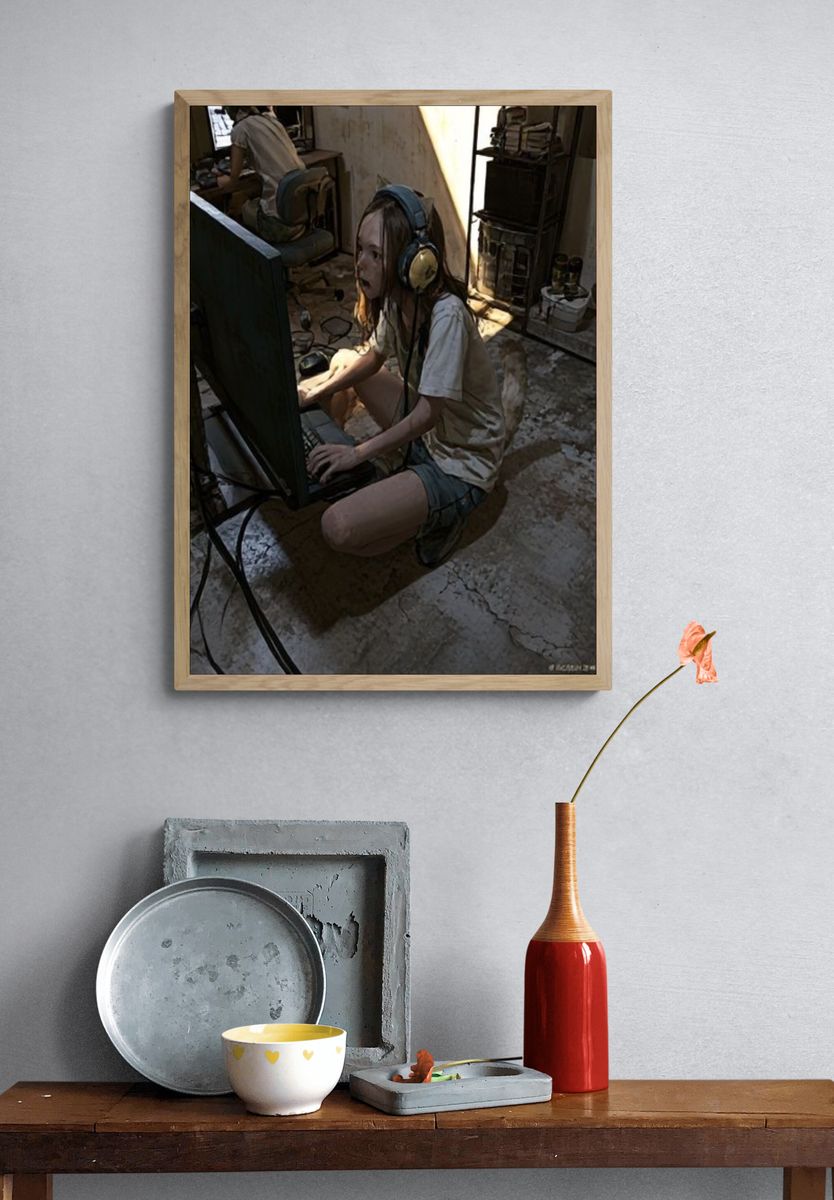 Gamer Girl Portrait Photography Poster. — room view 3
