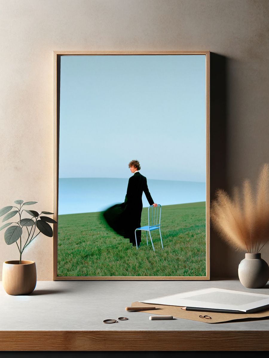 Solitary Figure in Field Photography Poster. — room view 2